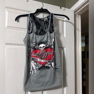 Harley skull tank top with lace back